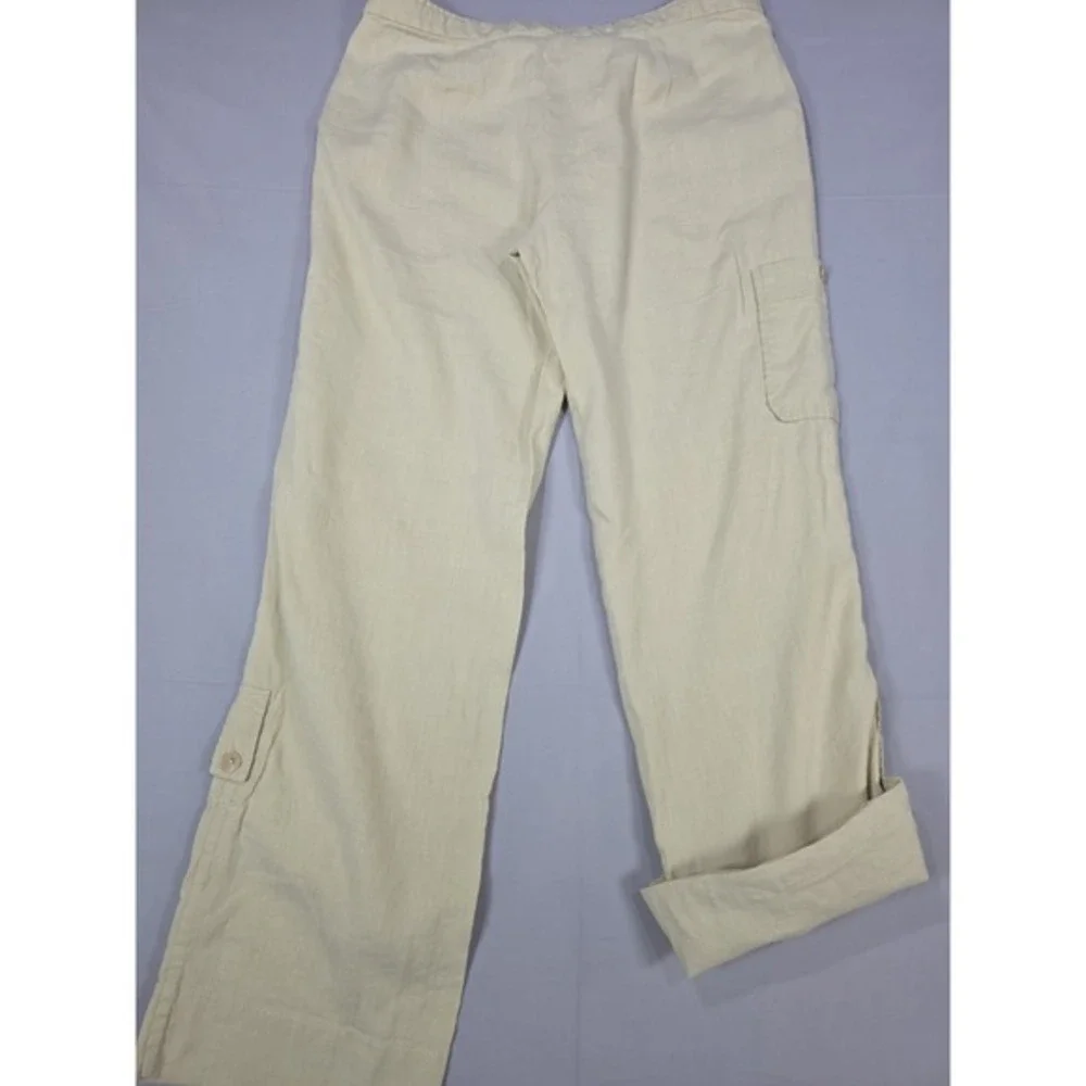 Banana Republic Pants 4 Beige Linen Blend Turkey Roll Up Vintage 2003‎ Y2K Cargo